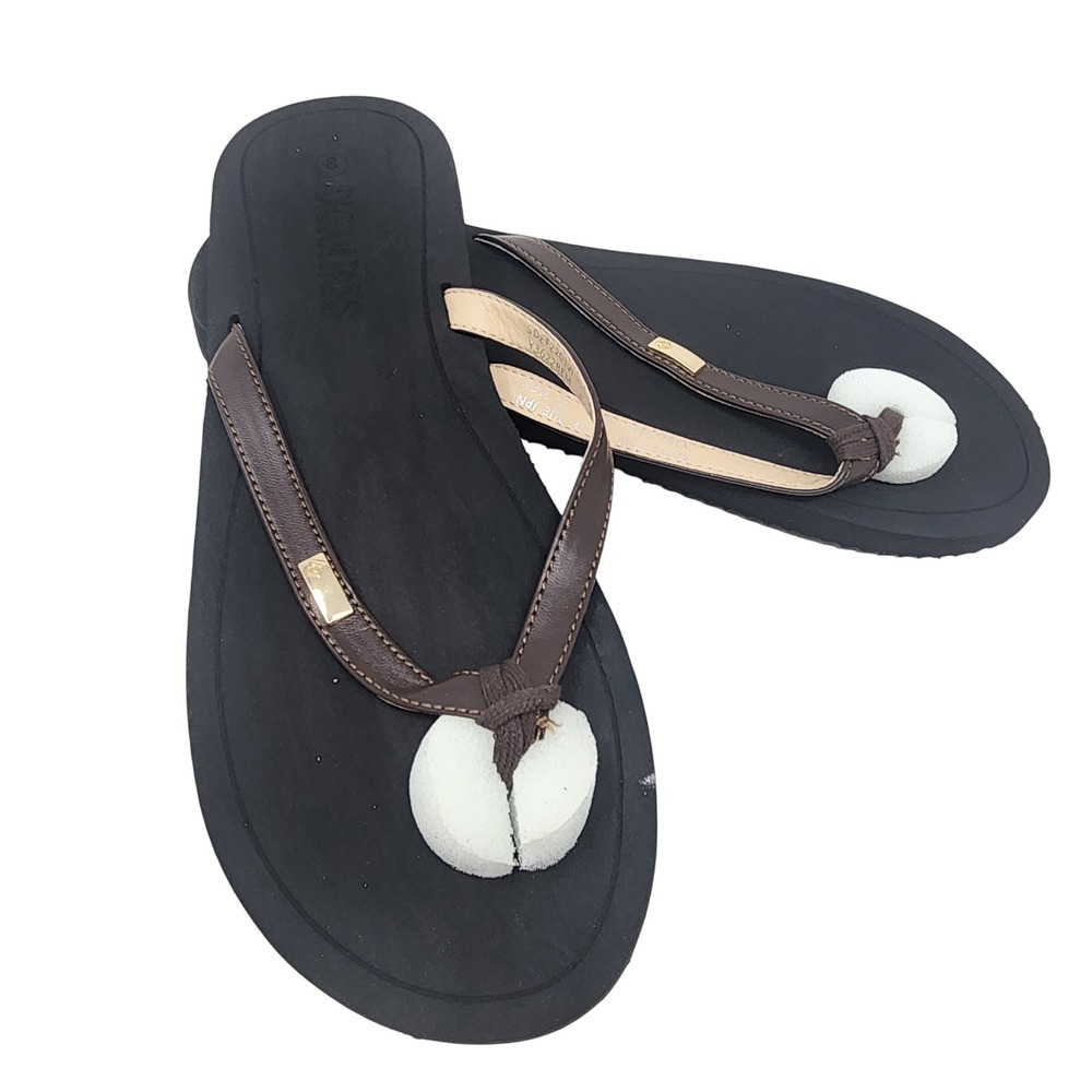 Dream Pairs Flip Flop Sandals Womens 8 Brown Black Gold Detail Casual NWT